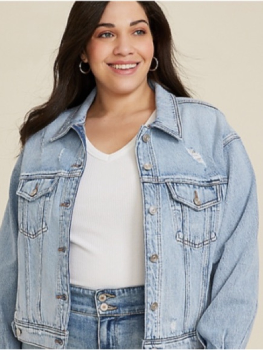 Maurices oversized crop Light Blue jean Jacket - Picture 5 of 7